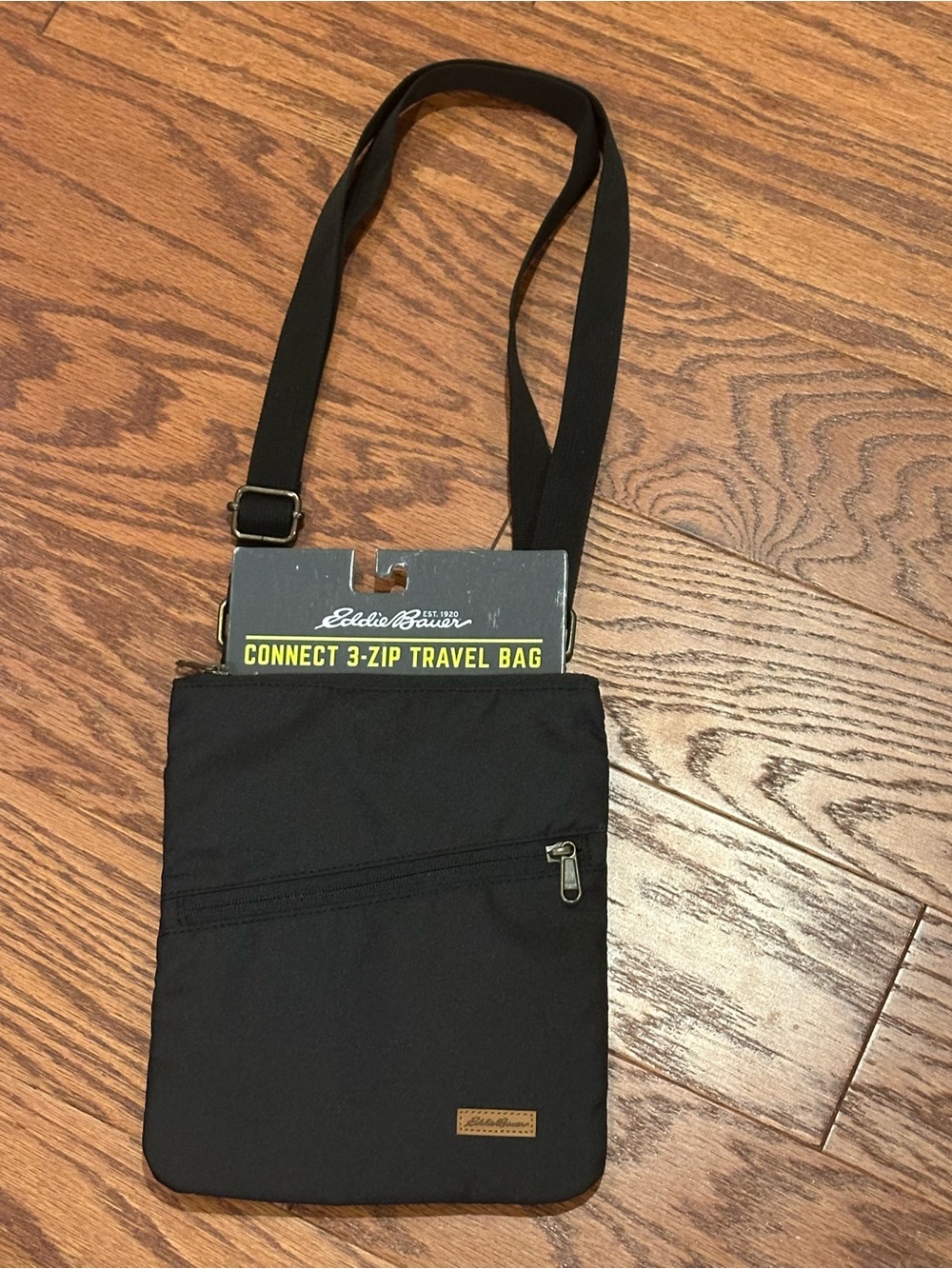 Eddie Bauer Black Crossbody Connect 3-Zip Travel Bag